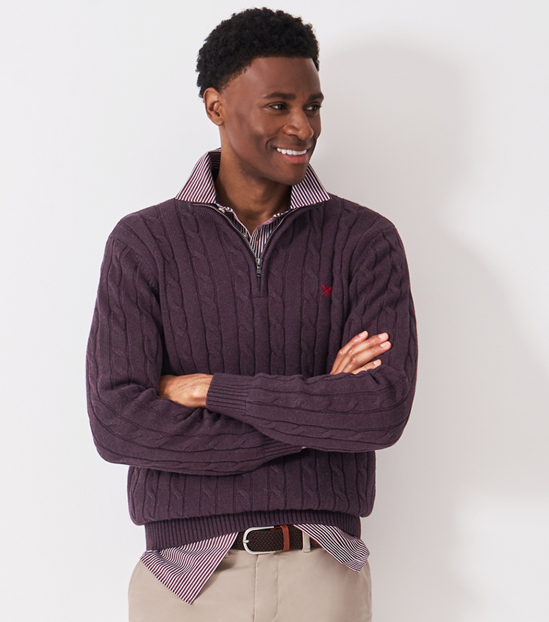 Oarsman Cable 1/2 Zip - Mahogany