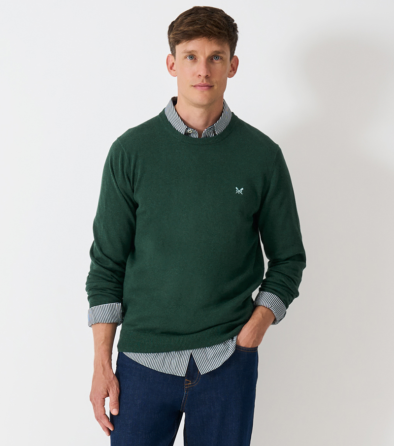 Organic Cotton Crew - Bottle Green Marl