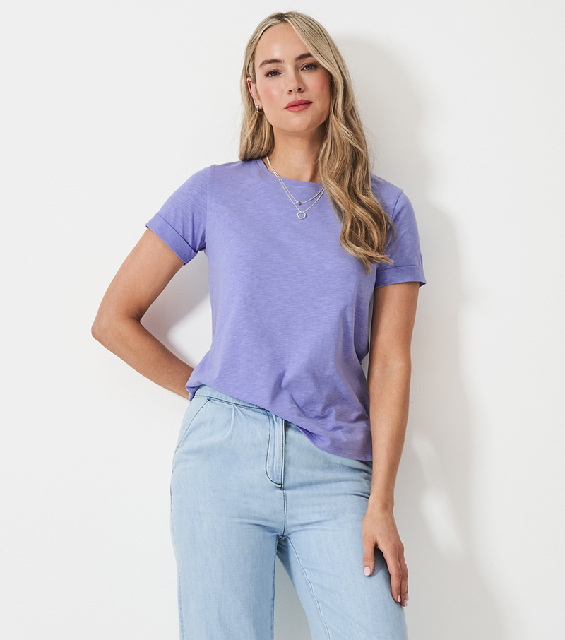 Slub Crew Neck Tee - Purple