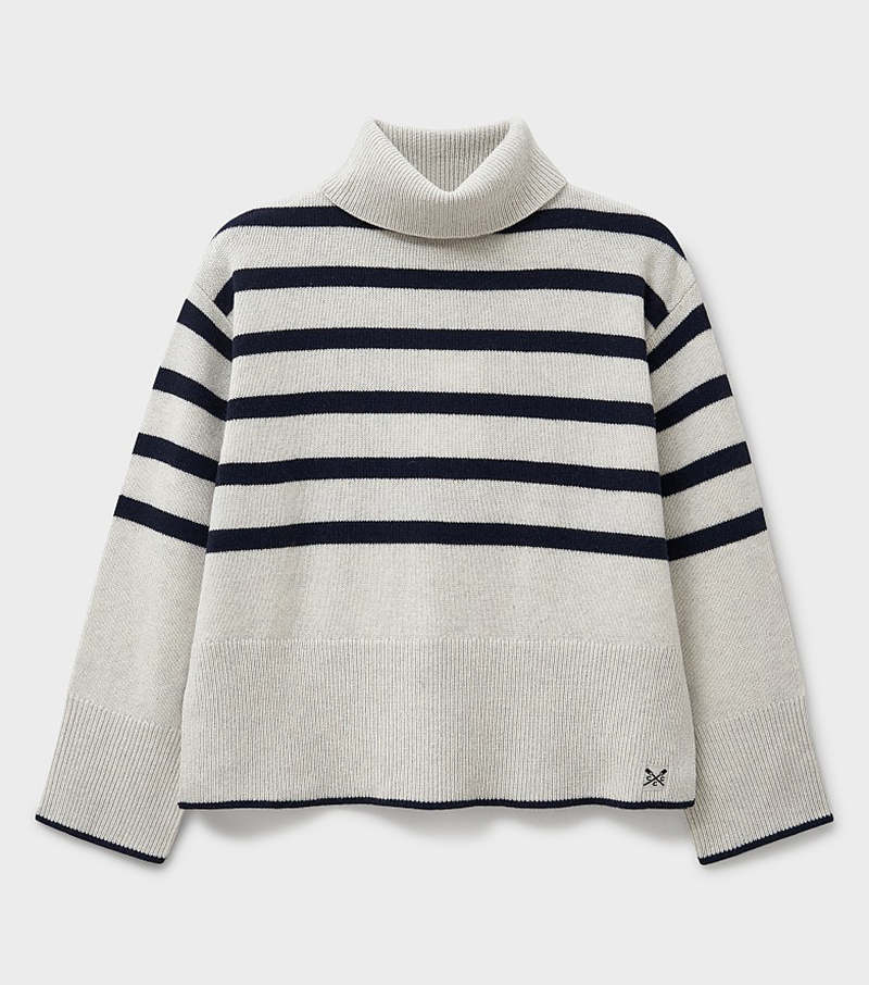 Harmony Funnel Neck Jumper - Grey/Navy
