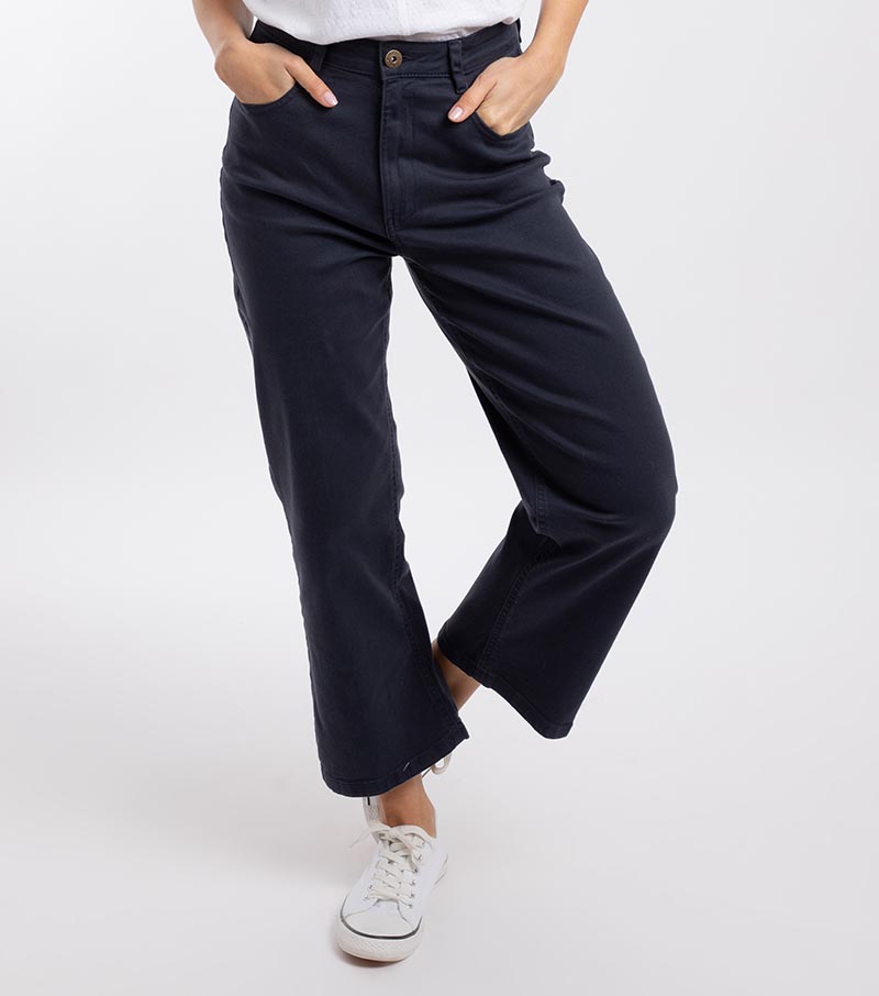 Soulina Wide Leg Cropped Jeans - Navy