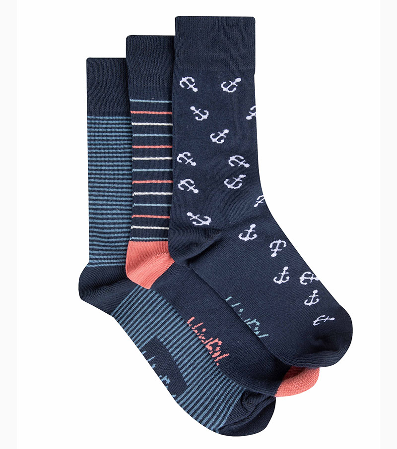 Wyatt Patterned Socks 3pk - Dark Navy