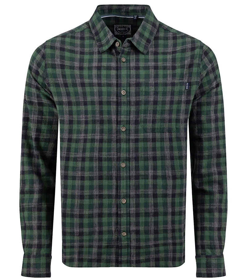 Sode Long Sleeved Check Shirt - Dark Green