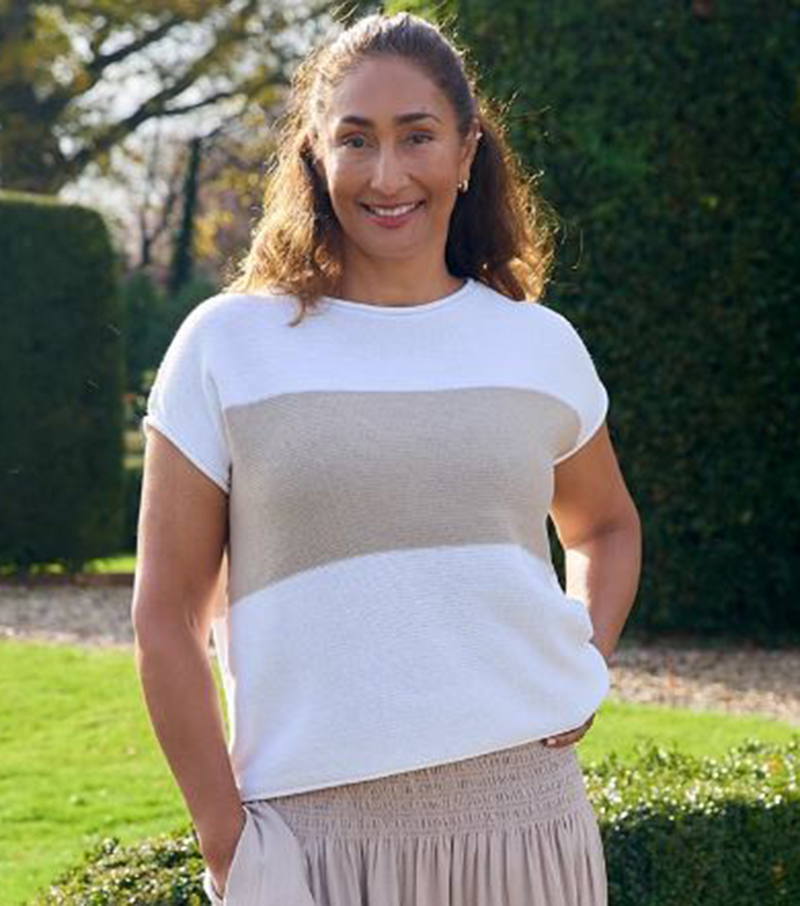 Stripe Sleeveless Jumper - White