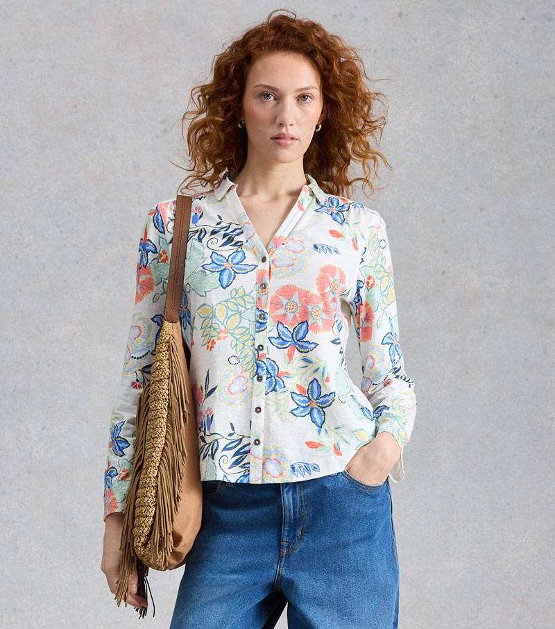 Annie Jersey Shirt - Ivory Print