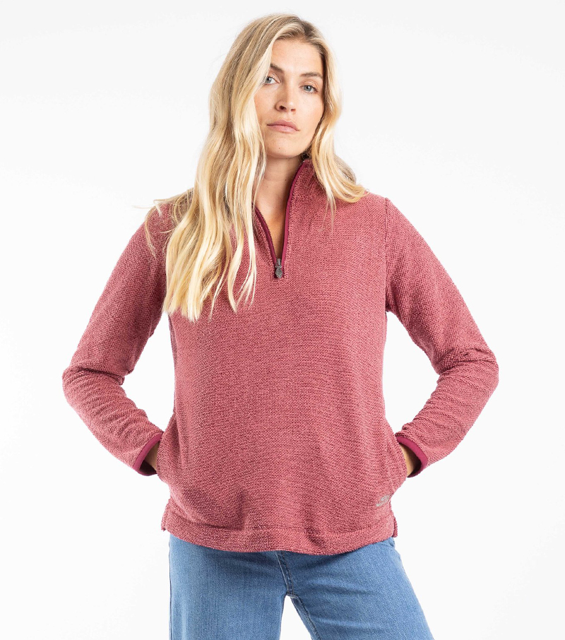 Sarah Eco 1/4 Zip Textured Fleece - Garnet