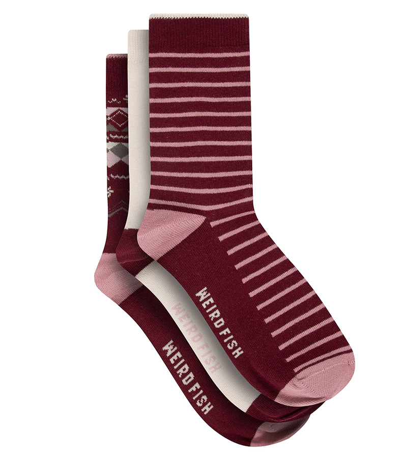 Parade Patterned Socks 3 pack - Red Grape