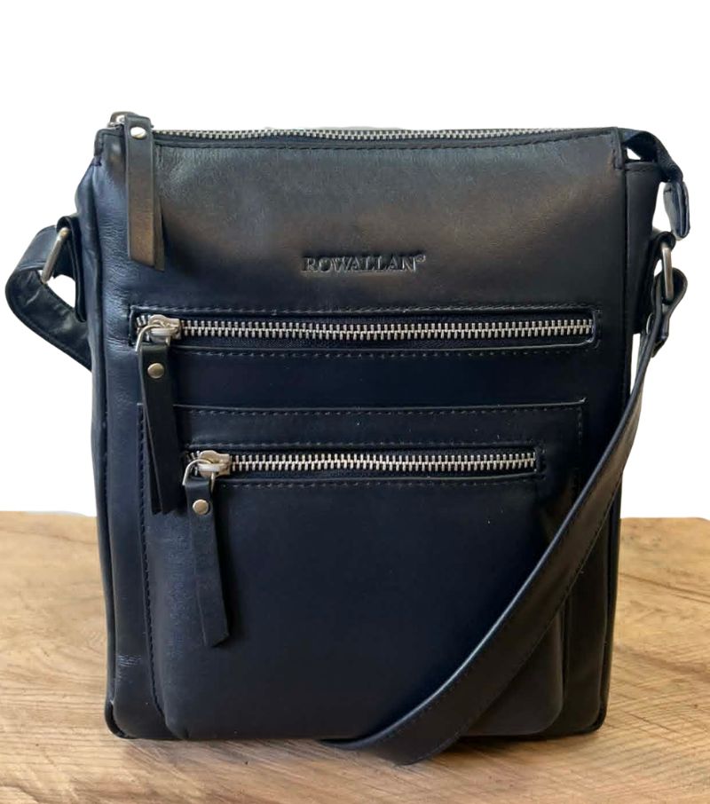Double Zip Cross Body Bag - Navy