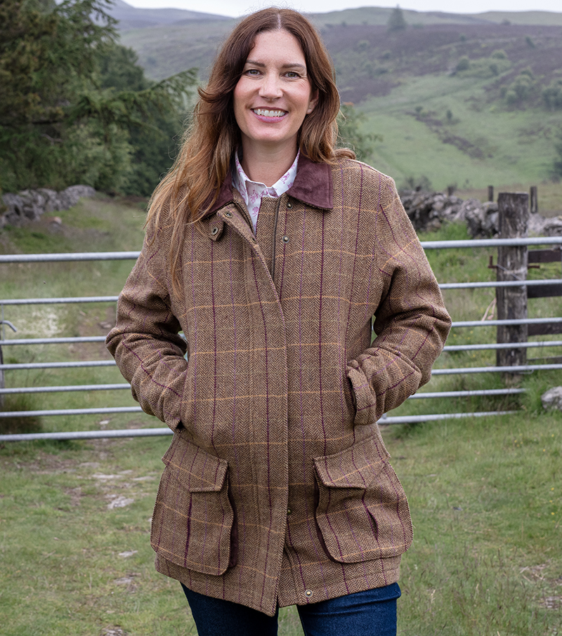 Eden Technical Tweed Field Coat - Bracken/Blackberry