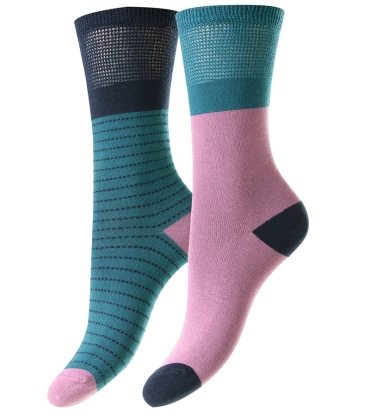 Twin Pack Bamboo Stripe Sock