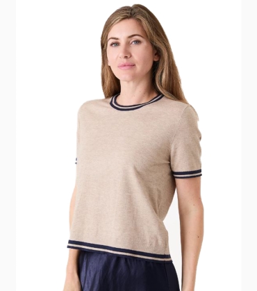 Crew Neck Tipped Detail Jumper