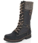 Lace Up Boot with Knitted Cuff Black