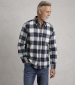 Broxton Long Sleeve Herringbone Shirt - Navy