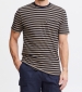 Tom Short Sleeve Stripe Linen Mix Tee - Crockery