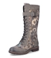 Knee Length Floral Boot - Grey