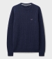 Lambswool Cable Knit Crew Neck - Dark Navy