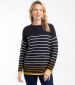 Sutton Striped Crew Jumper - Dark Navy