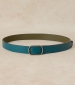 Reversible Leather Belt - Teal Multi