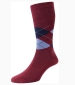 Argyle Comfort Top Socks - Wine